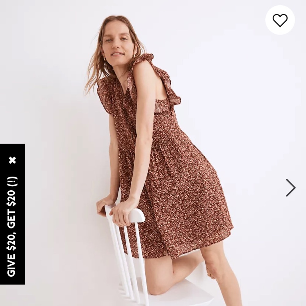 Madewell Pintuck Floral Mini Dress - size M - NWT